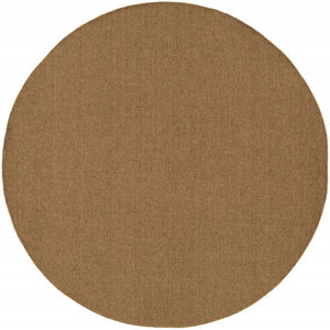 HomeRoots 8' Tan Power Loomed Area Rug - Stain & Fade Resistant for Indoor/Outdoor Use, Stylish & Durable Design 8' X 8' Round 505558