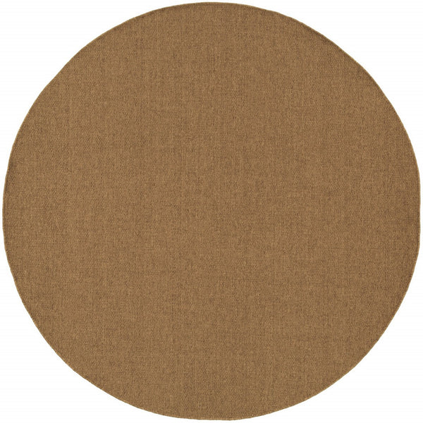 HomeRoots 8' Tan Power Loomed Area Rug - Stain & Fade Resistant for Indoor/Outdoor Use, Stylish & Durable Design 8' X 8' Round 505558