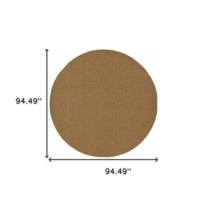 HomeRoots 8' Tan Power Loomed Area Rug - Stain & Fade Resistant for Indoor/Outdoor Use, Stylish & Durable Design 8' X 8' Round 505558