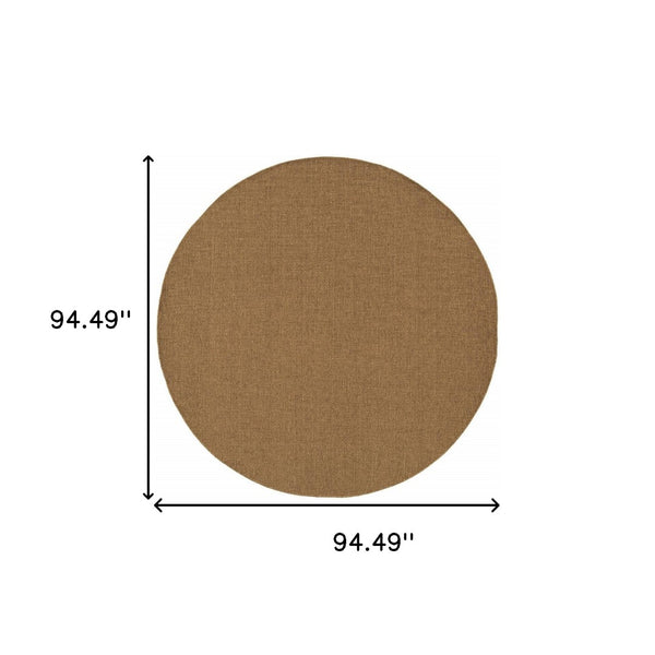 HomeRoots 8' Tan Power Loomed Area Rug - Stain & Fade Resistant for Indoor/Outdoor Use, Stylish & Durable Design 8' X 8' Round 505558