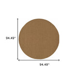 Homeroots 8' X 8' Tan Round Stain Resistant Indoor Outdoor Power Loomed Area Rug  Polypropylene 505558