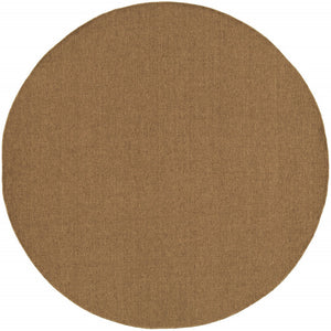 HomeRoots 8' Tan Power Loomed Area Rug - Stain & Fade Resistant for Indoor/Outdoor Use, Stylish & Durable Design 8' X 8' Round 505558
