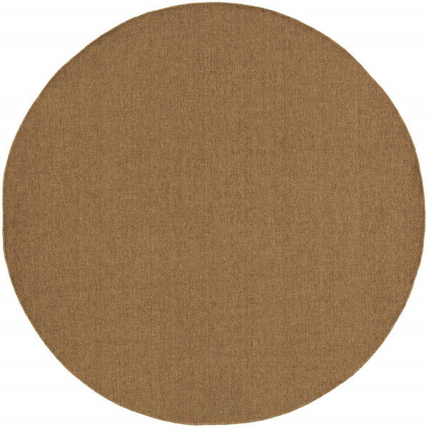 HomeRoots 8' Tan Power Loomed Area Rug - Stain & Fade Resistant for Indoor/Outdoor Use, Stylish & Durable Design 8' X 8' Round 505558
