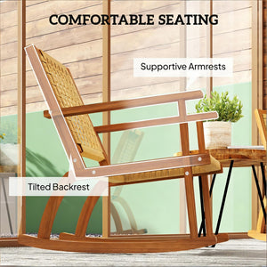 English Elm Rocking Chairs Set of 2 Outdoor Pe Wicker Acacia Wood Patio Porch Lounge T3971P444590