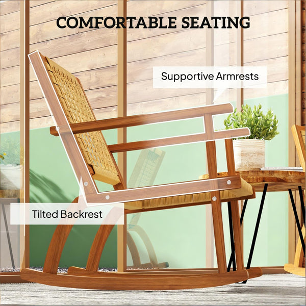 English Elm Rocking Chairs Set of 2 Outdoor Pe Wicker Acacia Wood Patio Porch Lounge T3971P444590