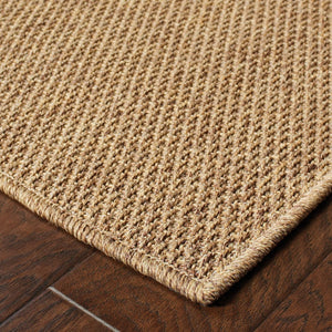 HomeRoots 8' Tan Power Loomed Area Rug - Stain & Fade Resistant for Indoor/Outdoor Use, Stylish & Durable Design 5'3" x 7'6" 505573