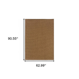 HomeRoots 8' Tan Power Loomed Area Rug - Stain & Fade Resistant for Indoor/Outdoor Use, Stylish & Durable Design 5'3" x 7'6" 505573