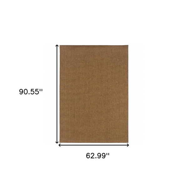HomeRoots 8' Tan Power Loomed Area Rug - Stain & Fade Resistant for Indoor/Outdoor Use, Stylish & Durable Design 5'3" x 7'6" 505573