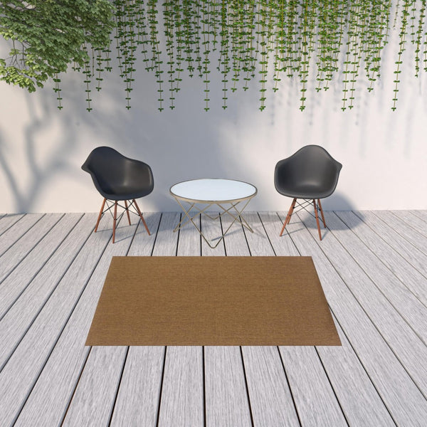 HomeRoots 8' Tan Power Loomed Area Rug - Stain & Fade Resistant for Indoor/Outdoor Use, Stylish & Durable Design 5'3" x 7'6" 505573