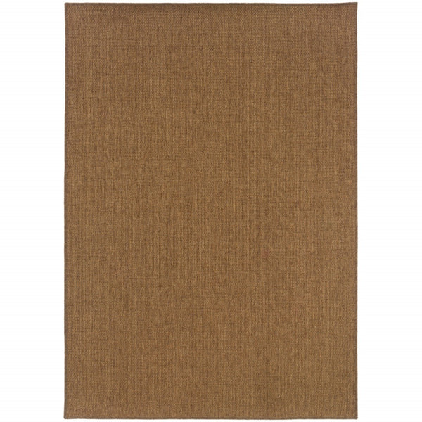 HomeRoots 8' Tan Power Loomed Area Rug - Stain & Fade Resistant for Indoor/Outdoor Use, Stylish & Durable Design 6'7" x 9'6" 505574