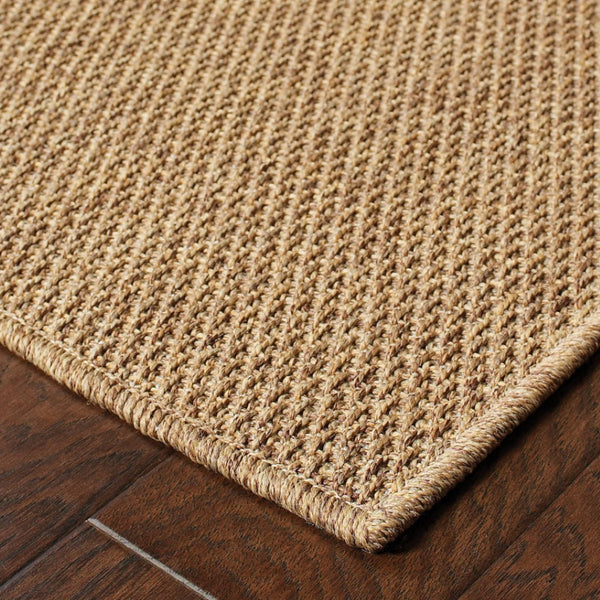 HomeRoots 8' Tan Power Loomed Area Rug - Stain & Fade Resistant for Indoor/Outdoor Use, Stylish & Durable Design 6'7" x 9'6" 505574