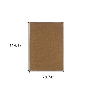 HomeRoots 8' Tan Power Loomed Area Rug - Stain & Fade Resistant for Indoor/Outdoor Use, Stylish & Durable Design 6'7" x 9'6" 505574