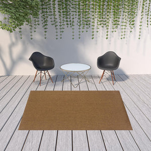 HomeRoots 8' Tan Power Loomed Area Rug - Stain & Fade Resistant for Indoor/Outdoor Use, Stylish & Durable Design 6'7" x 9'6" 505574