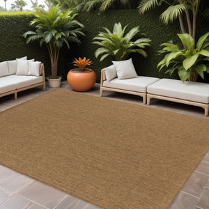 HomeRoots 8' Tan Power Loomed Area Rug - Stain & Fade Resistant for Indoor/Outdoor Use, Stylish & Durable Design 8' X 11' Rectangle 505575