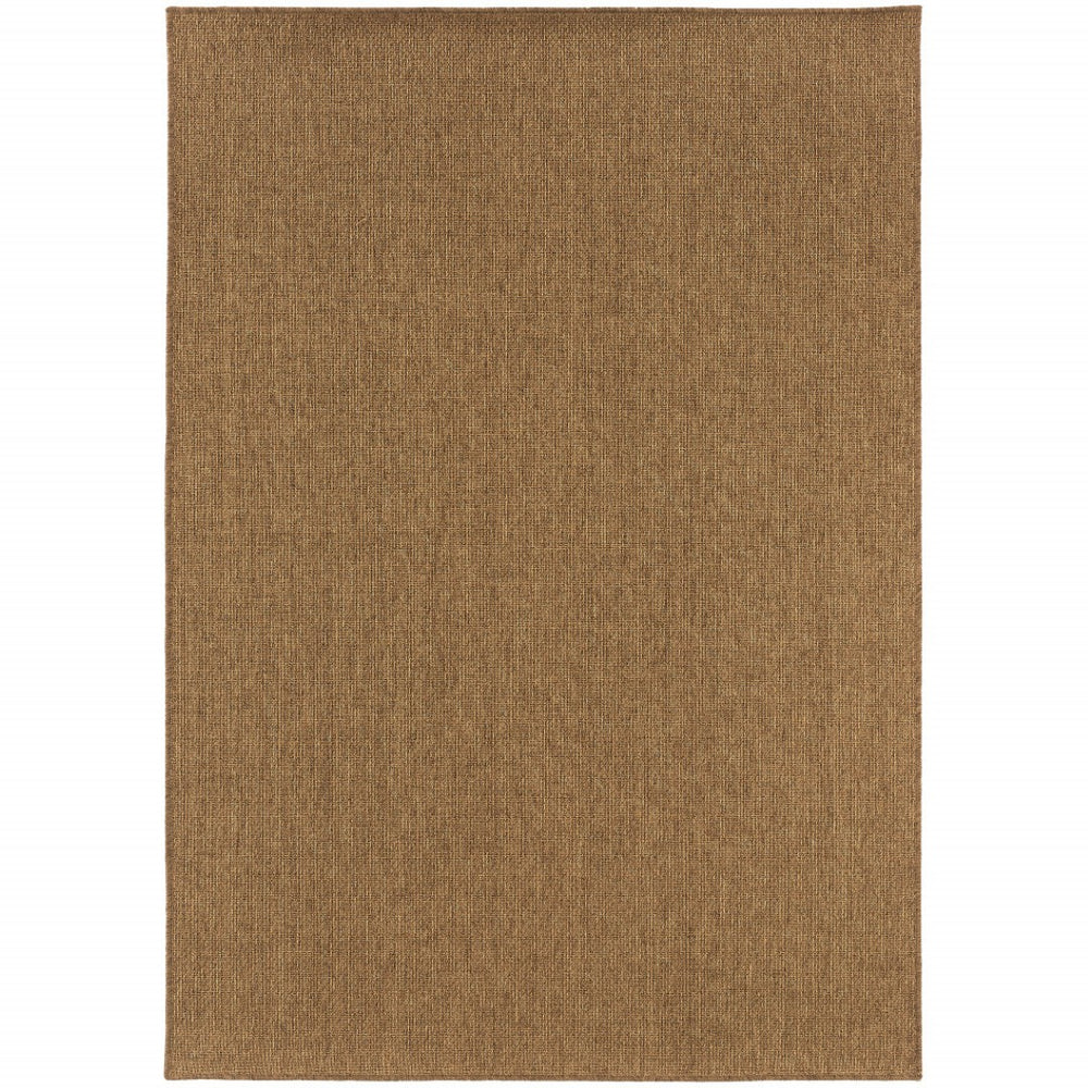 HomeRoots 8' Tan Power Loomed Area Rug - Stain & Fade Resistant for Indoor/Outdoor Use, Stylish & Durable Design 9' X 13' Rectangle 505577