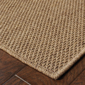 HomeRoots 8' Tan Power Loomed Area Rug - Stain & Fade Resistant for Indoor/Outdoor Use, Stylish & Durable Design 9' X 13' Rectangle 505577
