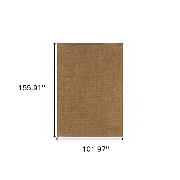 HomeRoots 8' Tan Power Loomed Area Rug - Stain & Fade Resistant for Indoor/Outdoor Use, Stylish & Durable Design 9' X 13' Rectangle 505577