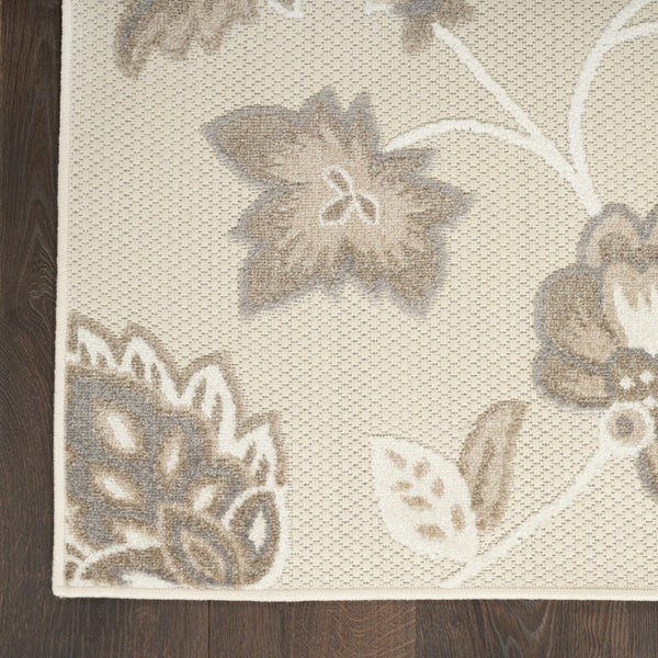 HomeRoots 9' Elegant Beige Floral Area Rug - Stain Resistant, Non-Skid, Perfect for High-Traffic Spaces 9' X 12' 505578