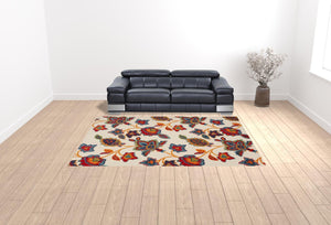 HomeRoots 9' Multicolor Floral Area Rug - Stain Resistant, Non-Skid Backing, Perfect for High-Traffic Homes 9' X 12' 505580