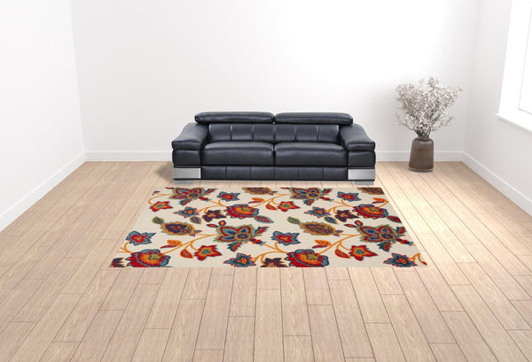 HomeRoots 9' Multicolor Floral Area Rug - Stain Resistant, Non-Skid Backing, Perfect for High-Traffic Homes 9' X 12' 505580