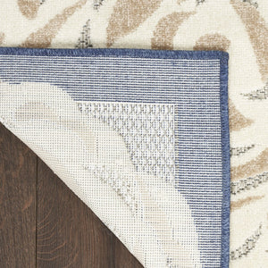 HomeRoots 9' Blue and Grey Floral Area Rug – Stain Resistant, Non-Skid Backing for Durable Everyday Living 9' X 12' 505581
