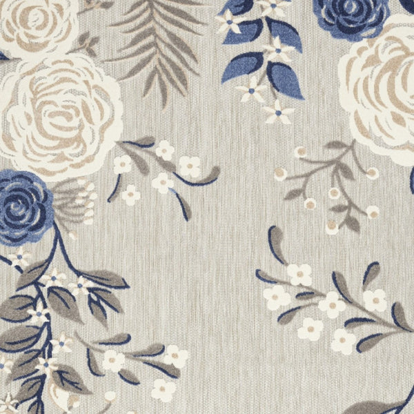 HomeRoots 9' Blue and Grey Floral Area Rug – Stain Resistant, Non-Skid Backing for Durable Everyday Living 9' X 12' 505581