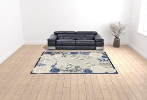 HomeRoots 9' Blue and Grey Floral Area Rug – Stain Resistant, Non-Skid Backing for Durable Everyday Living 9' X 12' 505581