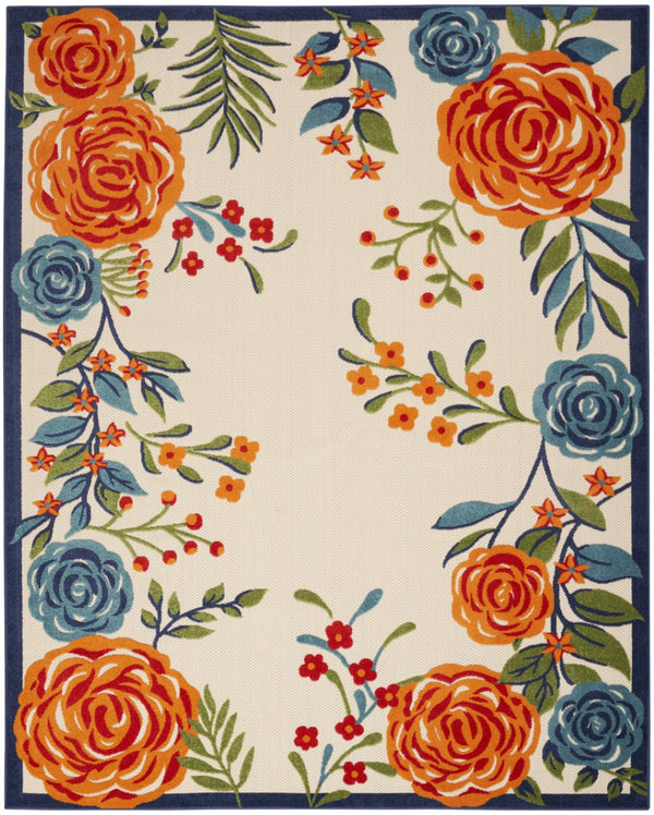HomeRoots 9' Multicolor Floral Area Rug – Stain Resistant, Non-Skid Backing for High-Traffic Spaces, Durable Style 9' X 12' 505582