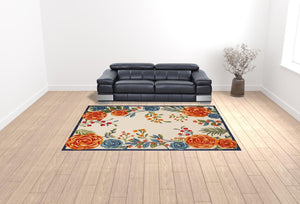 HomeRoots 9' Multicolor Floral Area Rug – Stain Resistant, Non-Skid Backing for High-Traffic Spaces, Durable Style 9' X 12' 505582