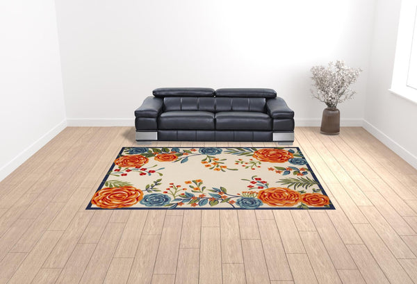 HomeRoots 9' Multicolor Floral Area Rug – Stain Resistant, Non-Skid Backing for High-Traffic Spaces, Durable Style 9' X 12' 505582