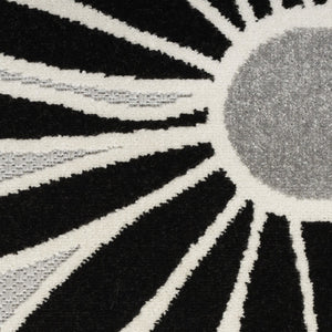 HomeRoots 9' Black and White Floral Area Rug - Stain Resistant, Non-Skid, Durable Design for Modern Living Spaces 9' X 12' 505584