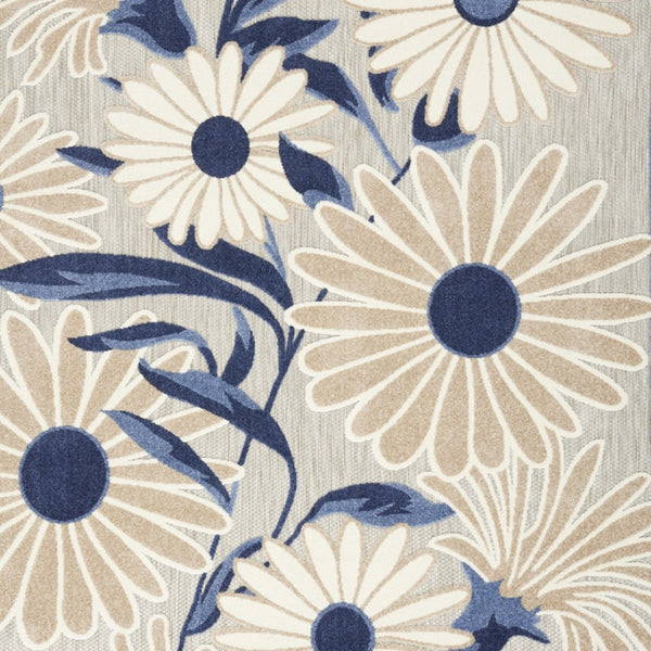 HomeRoots 9' Blue and Gray Floral Area Rug - Durable Non-Skid Indoor Outdoor Design for Stylish Living Spaces 9' X 12' 505585
