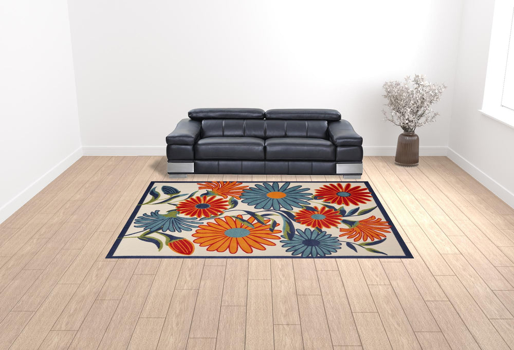 Homeroots 9' X 12' Multicolor Floral Stain Resistant Non Skid Area Rug  Polypropylene 505586