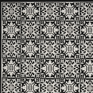Homeroots 9' X 12' Black And White Fleur De Lis Stain Resistant Non Skid Area Rug  Polypropylene 505587