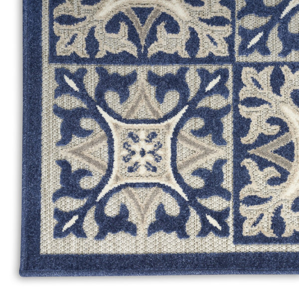 HomeRoots 9' Blue Fleur De Lis Area Rug - Stain Resistant, Non-Skid Design for Timeless Elegance & Durability 9' X 12' 505588
