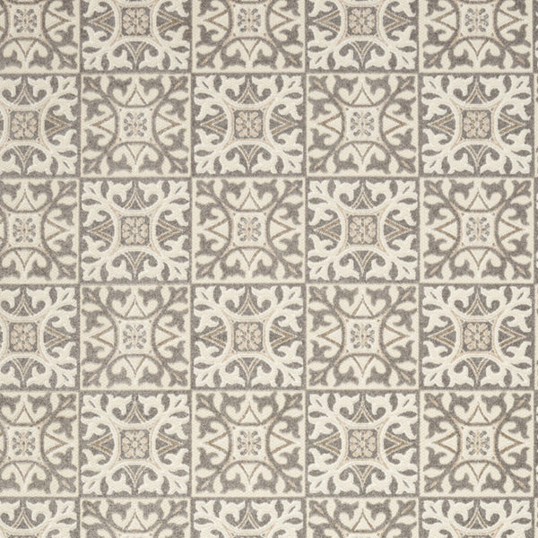 Homeroots 9' X 12' Ivory And Grey Fleur De Lis Stain Resistant Non Skid Area Rug  Polypropylene 505589