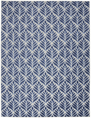 Homeroots 9' X 12' Blue Floral Stain Resistant Non Skid Area Rug  Polypropylene 505590