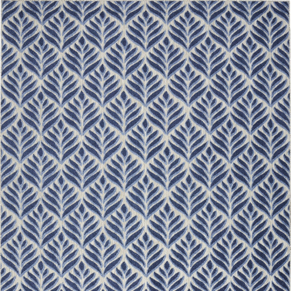 Homeroots 9' X 12' Blue Floral Stain Resistant Non Skid Area Rug  Polypropylene 505590