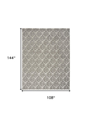 HomeRoots 9' Charcoal Floral Area Rug - Stain Resistant, Non-Skid, Ideal for Family Spaces and Everyday Use 9' X 12' 505591