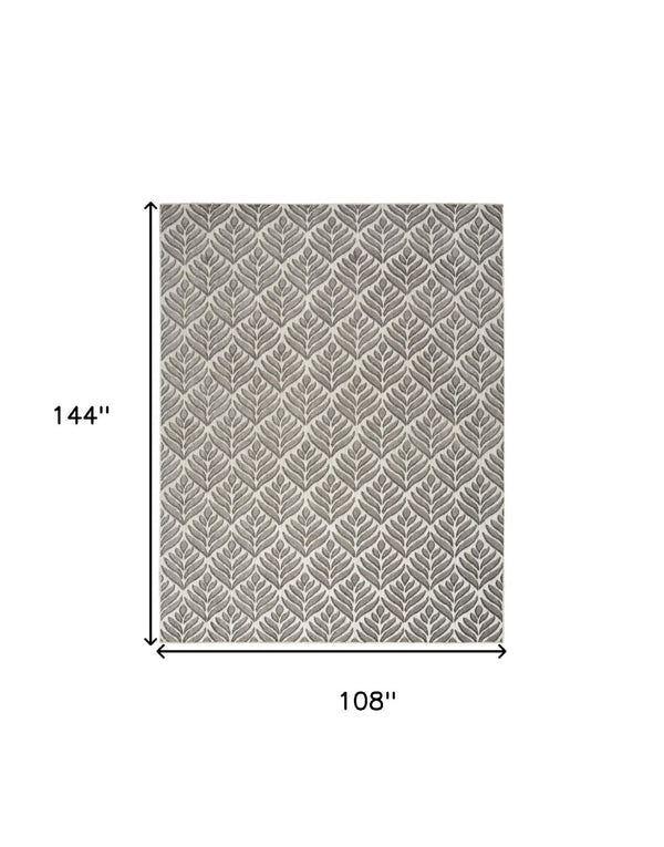 HomeRoots 9' Charcoal Floral Area Rug - Stain Resistant, Non-Skid, Ideal for Family Spaces and Everyday Use 9' X 12' 505591