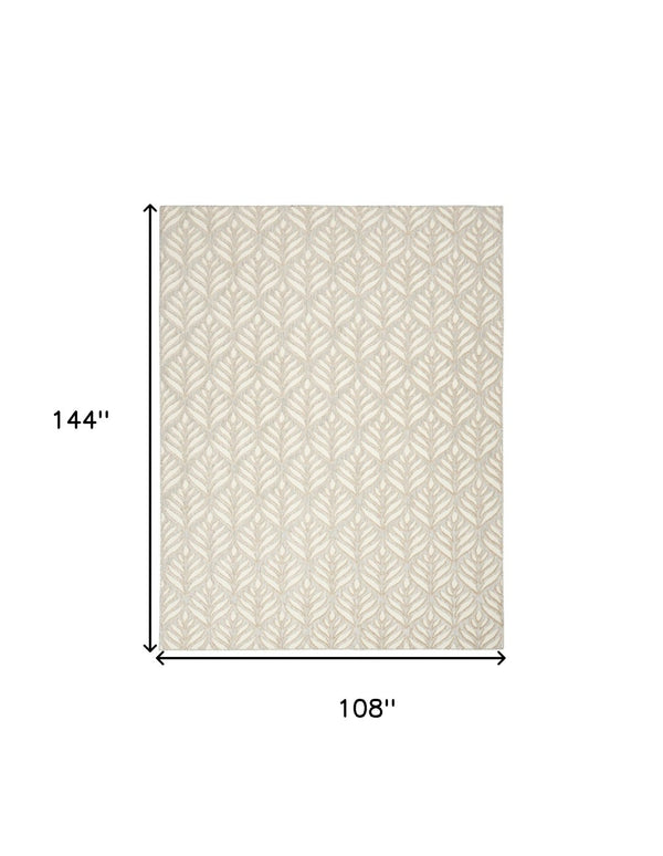 HomeRoots 9' Stunning Ivory and Grey Floral Area Rug - Stain Resistant, Non-Skid, Perfect for Any Room 9' X 12' 505592