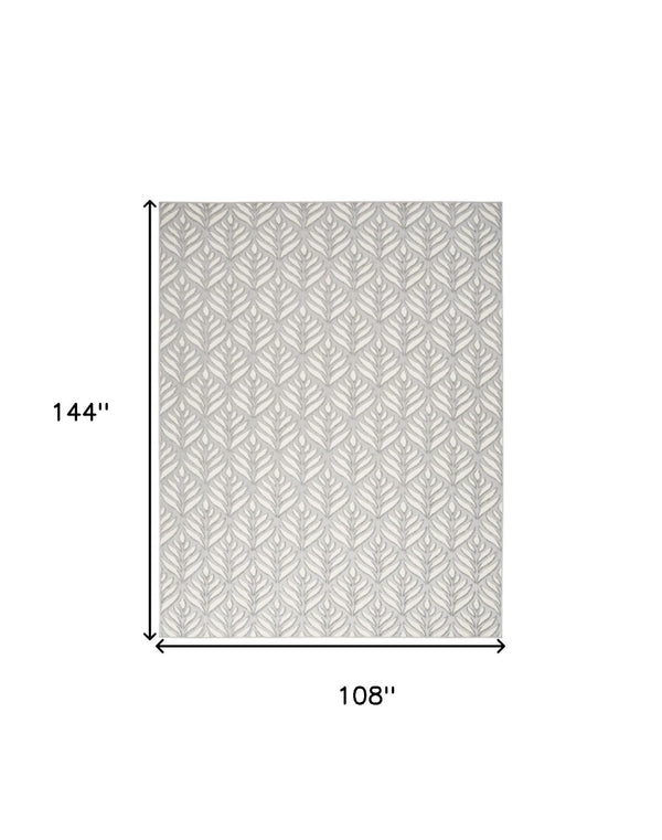 HomeRoots 9' Elegant Grey Floral Area Rug - Stain Resistant, Non-Skid, Durable for High-Traffic Rooms 9' X 12' 505593
