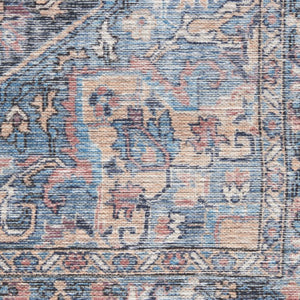 HomeRoots 5' Light Blue Oriental Area Rug – Vintage-Inspired, Washable, Durable, and Elegant for Any Room 6' X 9' 505595