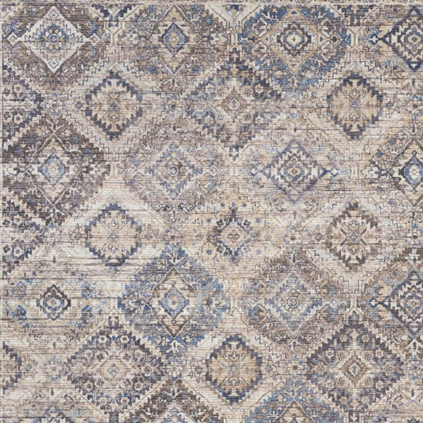 Homeroots 6' X 9' Ivory And Latte Medallion Distressed Washable Area Rug  Polyester 505598