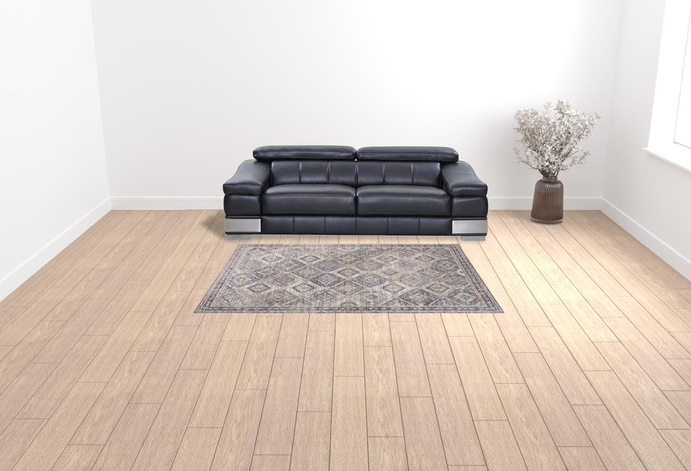 Homeroots 6' X 9' Ivory And Latte Medallion Distressed Washable Area Rug  Polyester 505598