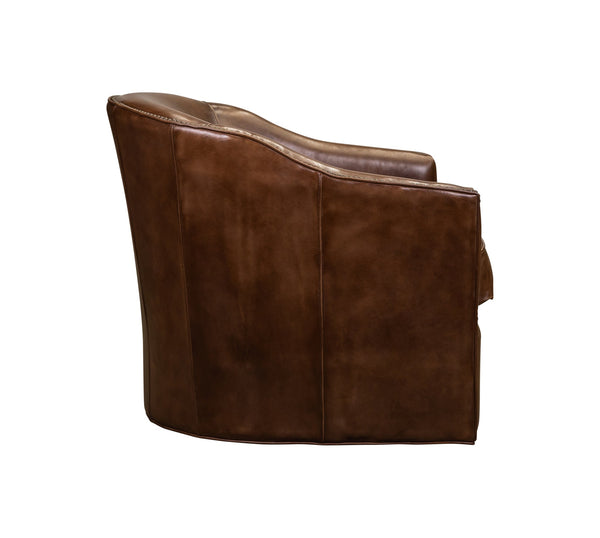 Olivia + Quinn Camilla Swivel Chair - Luxurious Richmond Saddle With Barrel Back Design & Antique Brass Accents Richmond Saddle Leather,Foam,Wood 5055_Rch1510