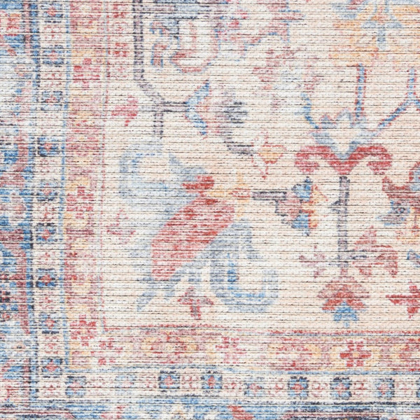 HomeRoots 5' Blue Oriental Power Loom Area Rug - Distressed Vintage Design, Washable & Soft Chenille Blend 6' X 9' 505600