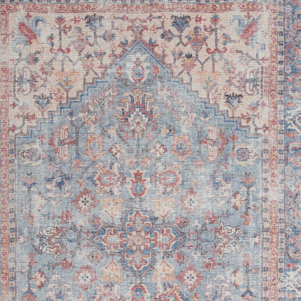 Homeroots 6' X 9' Blue And Orange Medallion Distressed Washable Area Rug  Polyester 505600
