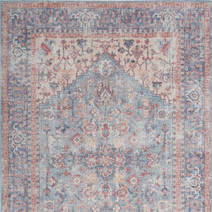 Homeroots 6' X 9' Blue And Orange Medallion Distressed Washable Area Rug  Polyester 505600