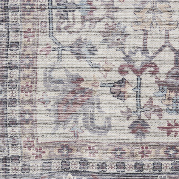 HomeRoots 5' Elegant Grey Oriental Area Rug - Distressed Vintage Style, Soft Chenille, Machine-Washable Design 6' X 9' 505601